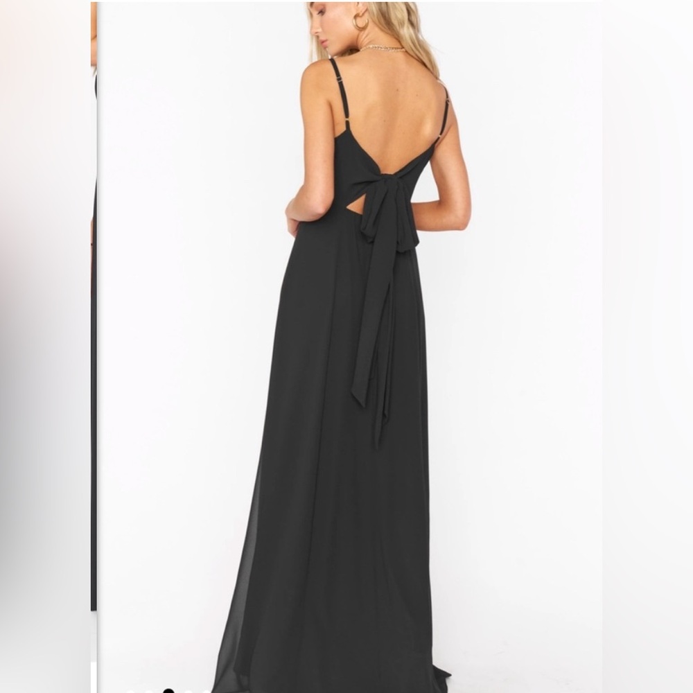 NWT Show Me Your MUMU black chiffon wedding Lauren tie maxi dress XS